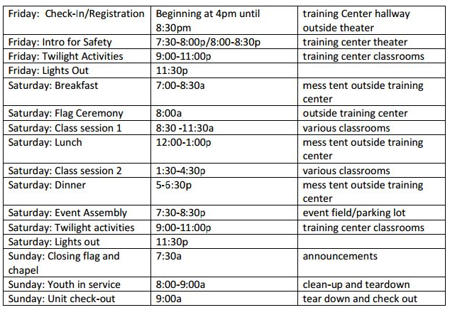 MBE - Catawba Schedule